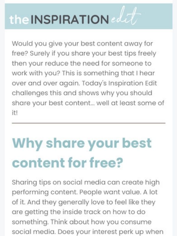 Previous email entitled This one why share your best content for free