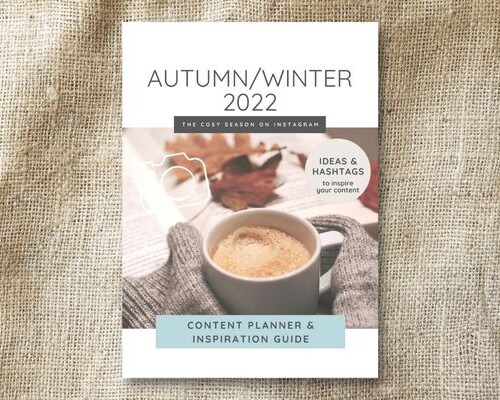 Image of Sarah's Autumn/Winter content planner, on a hessian background